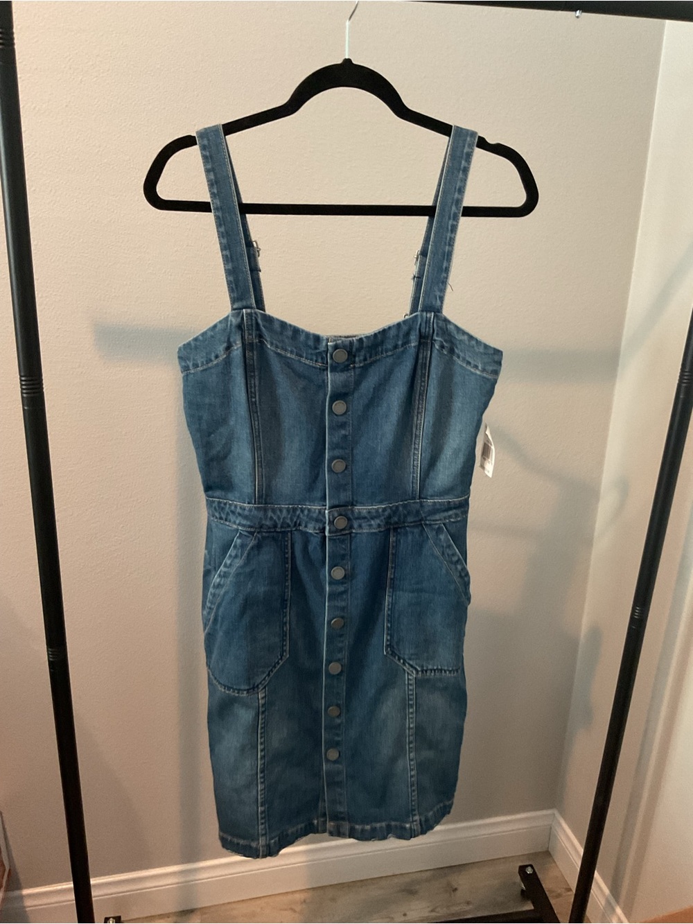 Blank NYC Blue Denim Button-Front Midi Dress